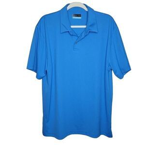 PGA Tour Golf Polo Short Sleeve Shirt Blue Large